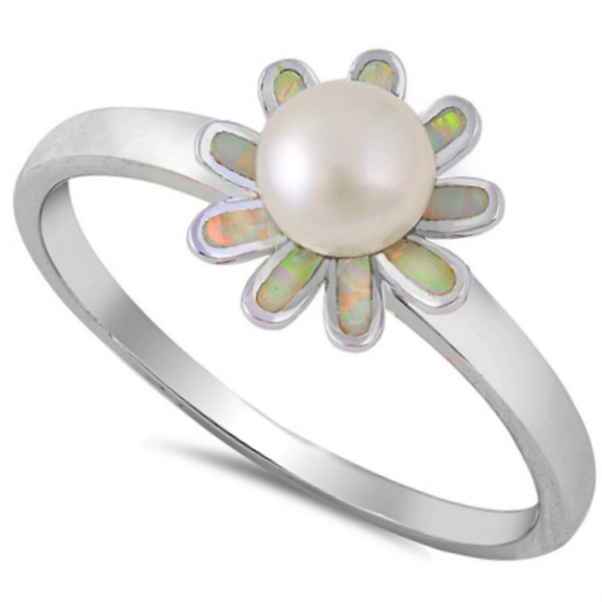 .925 Sterling Silver White Opal Heart Ring Ladies and Kids Size 3-12 Midi Knuckle Thumb 5